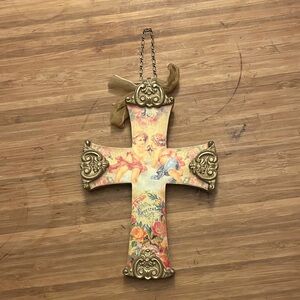 Victorian Cherub Cross with Gold Accents